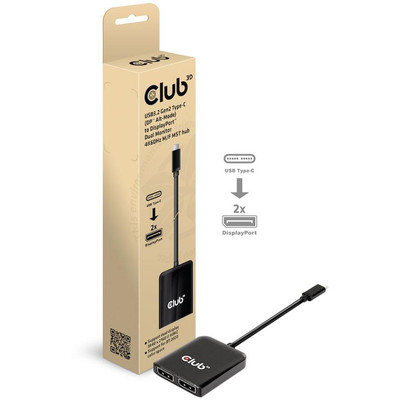 Product USB Hub Club3D 3.2 Typ C > 2x DP 4K60Hz St/Bu retail base image