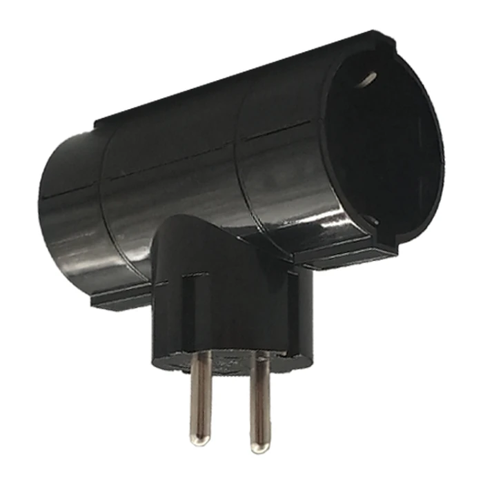 Ταφ Lamtech Splitter With 2 SCHUKO OUTLETS Black