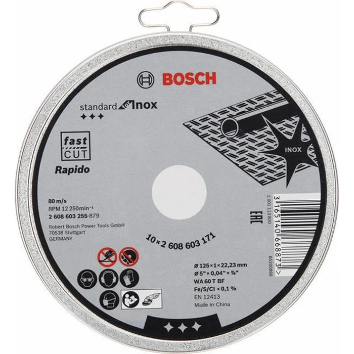 Δίσκοι Κοπής Bosch cutting disk straight for Inox Rapido in Dose 10x125,1mm