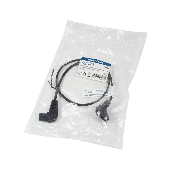 Καλώδιο Τροφοδοσίας LogiLink Euro plug 90°IEC plug 90°0.75m bk