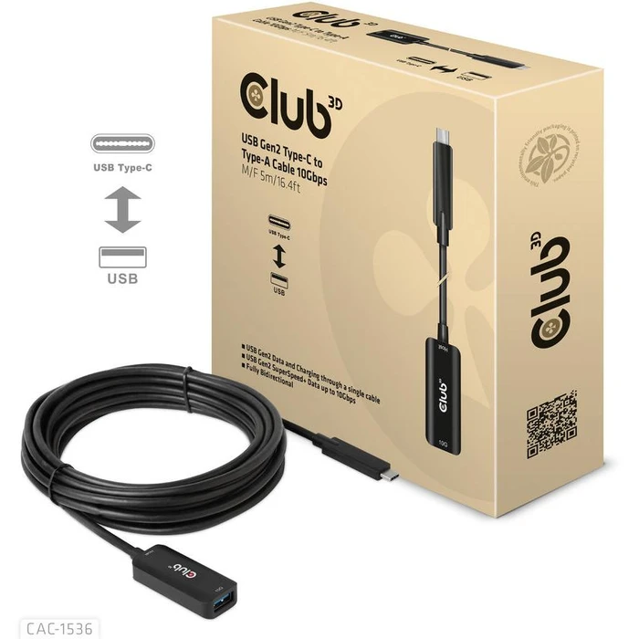 Καλώδιο USB Club3D 3.2 Typ C <> Typ A 10Gbps St/Bu 5m retail