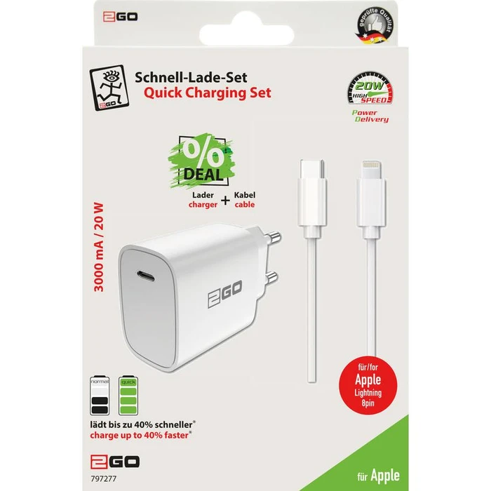Φορτιστής Πρίζας 2GO White Lightning 1x USB Type-C