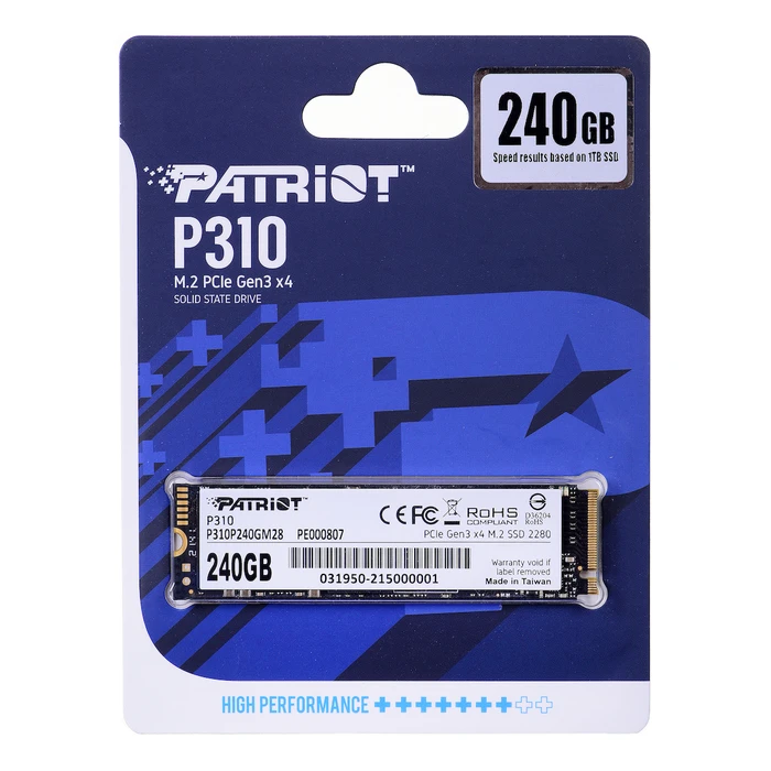 Σκληρός Δίσκος M.2 SSD 240GB Patriot P310 - PCI Express 3.0 x4 (NVMe)