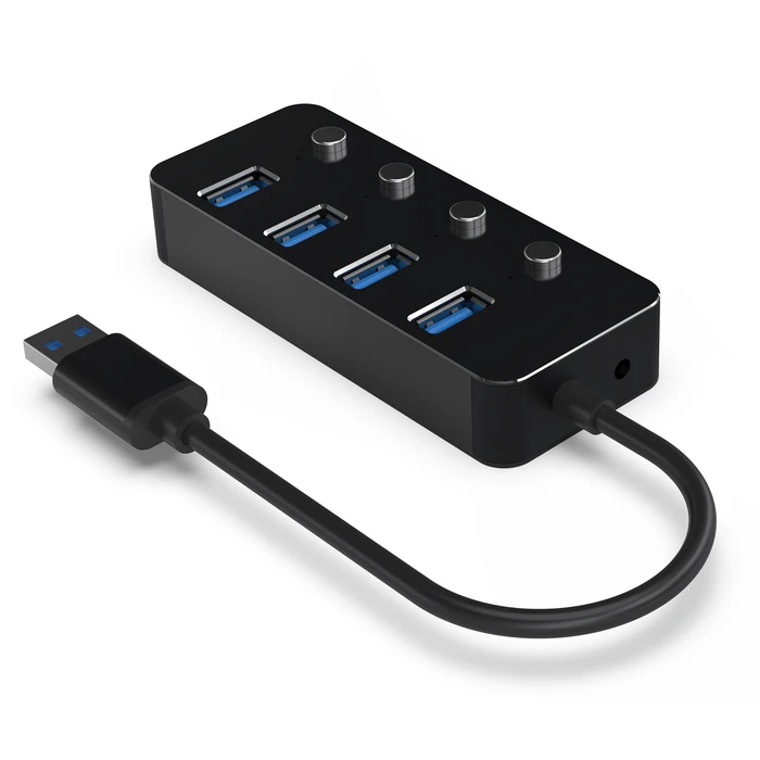 USB Hub Gembird UHB-U3P4P-01 USB 3.1 (Gen 1) powered 4-port with switches, black