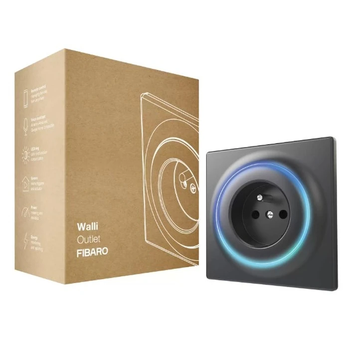 Πρίζα Ρεύματος Fibaro Walli smart electrical FGWOE-011-8 Wallli Outlet Anthracite