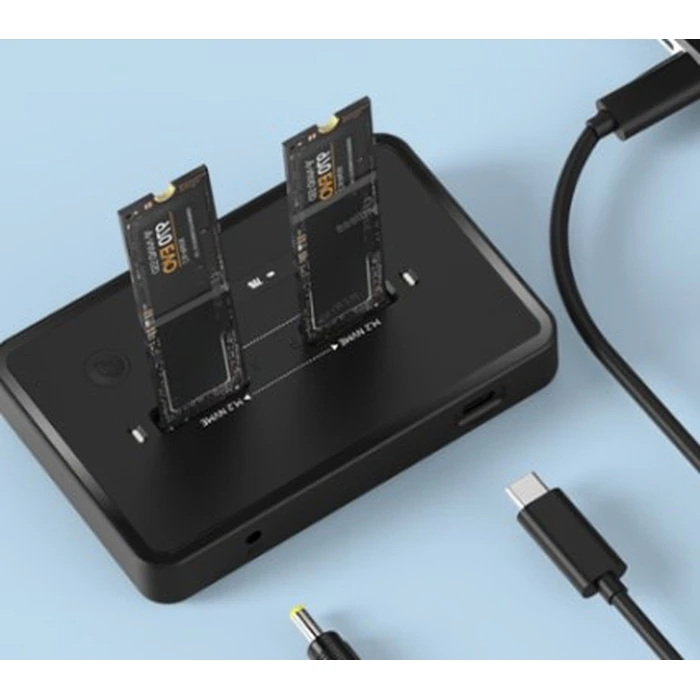 Docking Station Σκληρών Δίσκων Gembird DD2-U3M2 dual USB Type-C M.2 NVME (and SATA) SSD, Black