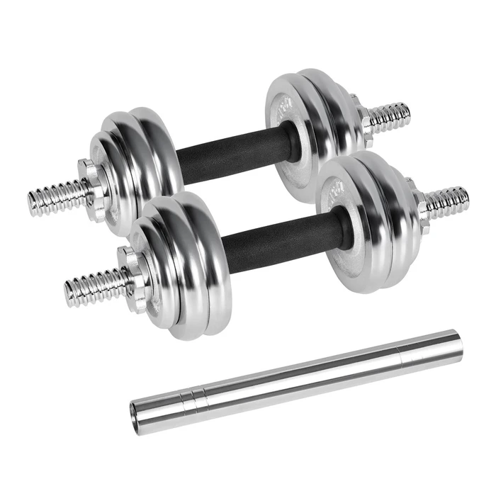 Αλτήρες Σετ Rebel ACTIVE Chrome Adjustable Dumbbells in a Case 15 kg with Barbell