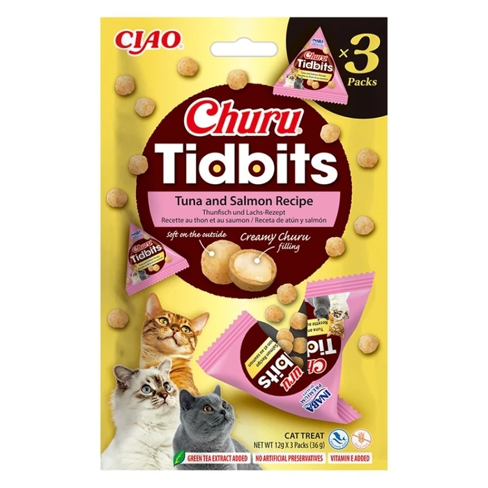 Υγρή Τροφή Γάτας Inaba Churu Tidbits Tuna with salmon 3x12g