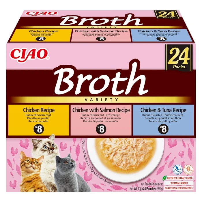 Υγρή Τροφή Γάτας Inaba Ciao Broth with chicken, salmon and tuna 24x40g