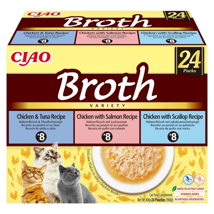 Υγρή Τροφή Γάτας Inaba Ciao Broth with chicken, salmon, tuna and scallop 24x40g