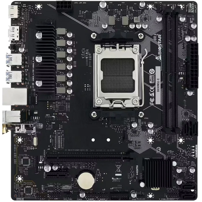 BIOSTAR B650MS2-E Motherboard - Micro ATX, Socket AM5, AMD B650, DDR5, 2x DIMM, PCIe 4.0