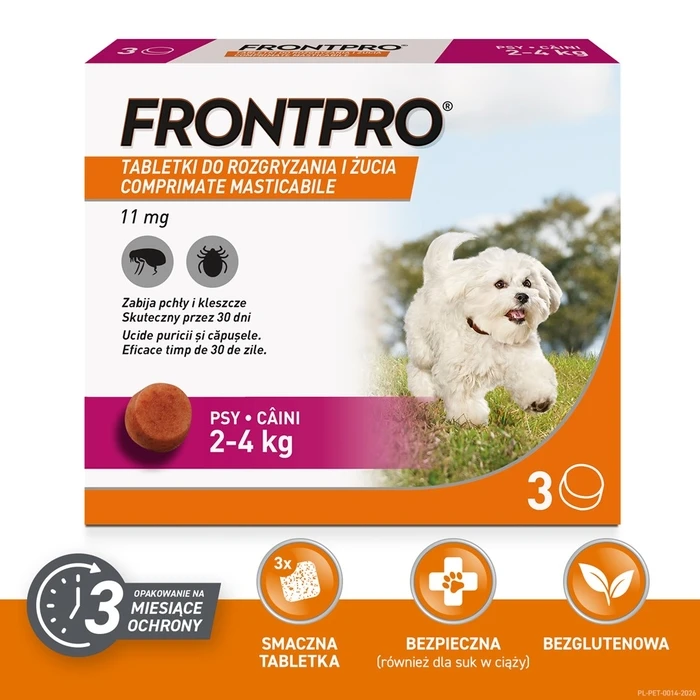 FRONTPRO Flea and tick tablets for dog (2-4 kg) - 3 x 11.3 mg