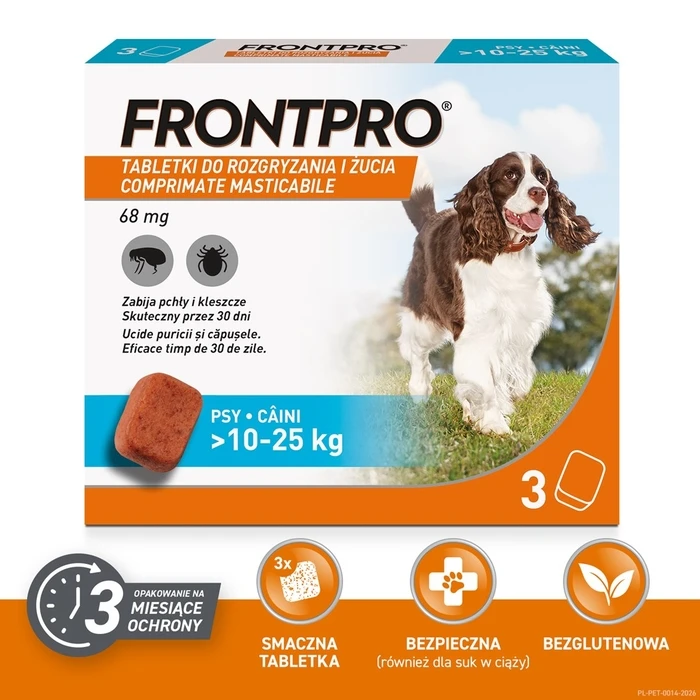 FRONTPRO χάπια κατά ψύλων και κροτώνων για σκύλο (>10-25 kg) - 3x 68 mg