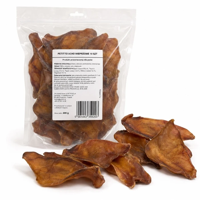 PETITTO Pig Ear Mono - λιχουδιά για σκύλους - 10 τεμάχια