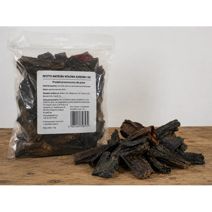 PETITTO Dried Beef Liver Monoprotein - Dog Treat - 1 kg