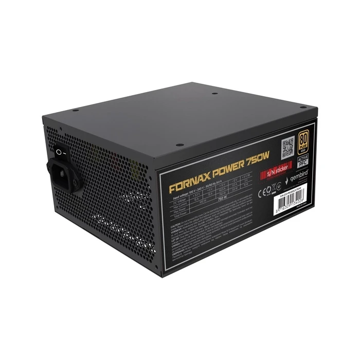 Τροφοδοτικό Gembird Fornax Power 750W 80+ Gold Modular Μαύρο