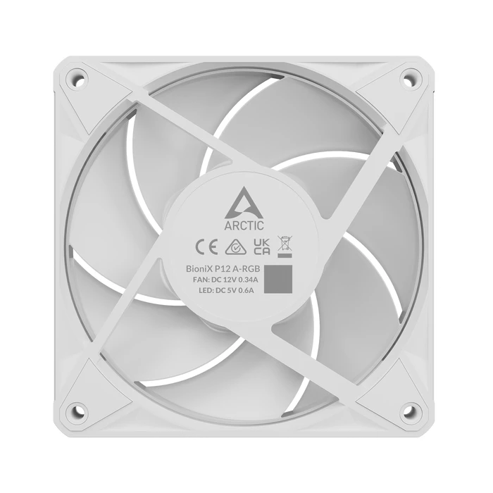 ARCTIC BioniX P12 A-RGB 120mm White Case Fan (3000 RPM, 76 CFM) 4-Pin PWM ARGB