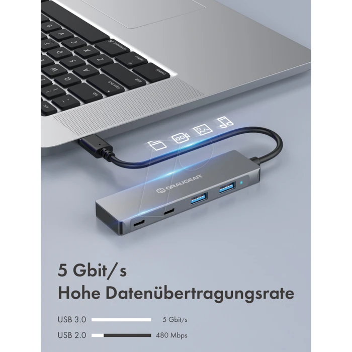 USB Hub GrauGear 4x USB 3.0, 2x Type-C and 2x Type-A retail