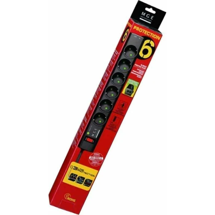 Πολύπριζο Ασφαλείας Eaton Protection Strip PS6D - surge protector - 2500 Watt