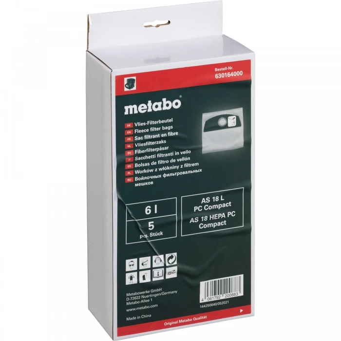 Σακούλες για Ηλεκτρική Σκούπα Metabo 5 Fleece 6l AS 18l PC Compact