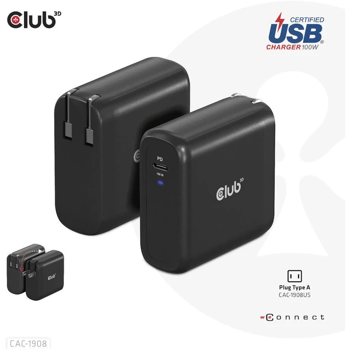 Φορτιστής Πρίζας Club 3D Reise1xUSB Typ C, PD 100W