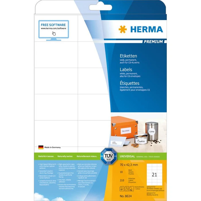 Ετικέτες Herma Premium A4 White 70x42,3 mm 210 pcs.