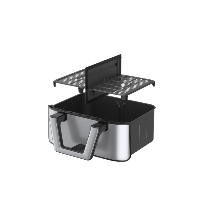 Air Fryer IQ AF-005 Air Fryer με Διπλό Αποσπώμενο Κάδο 9lt Ασημί