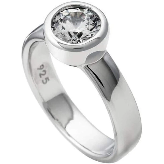 DIAMONFIRE Women's Ring Size 17.5 - Sterling Silver 925 with 7mm Zirconia