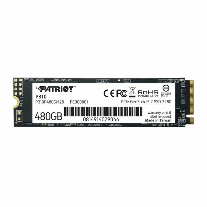 Σκληρός Δίσκος M.2 SSD 480GB Patriot P310 - PCI Express 3.0 x4 (NVMe)