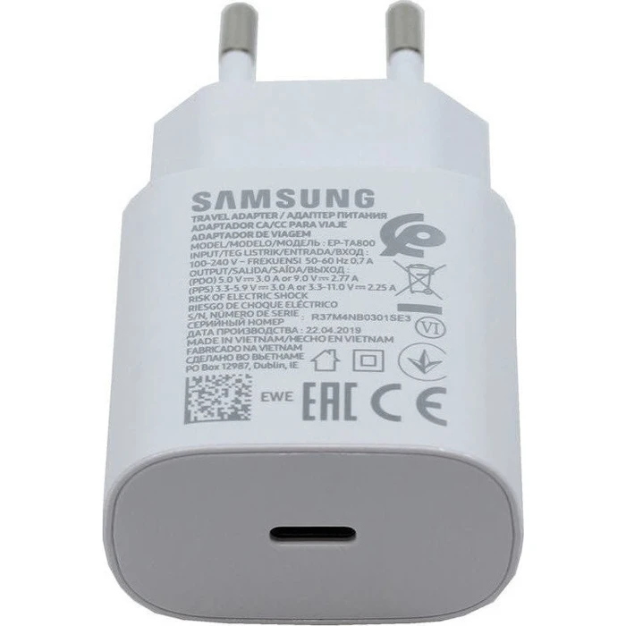 Φορτιστής Πρίζας Samsung 25W Travel Adapter without Cable white