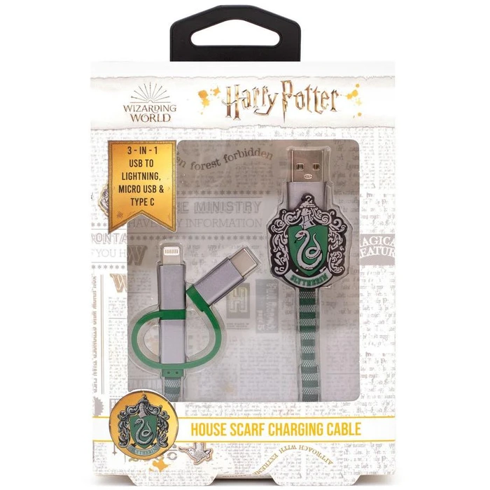 Καλώδιο ThumbsUp! Hogwarts Slytherin 3in1 Lightning/Micro/USB-C 1m