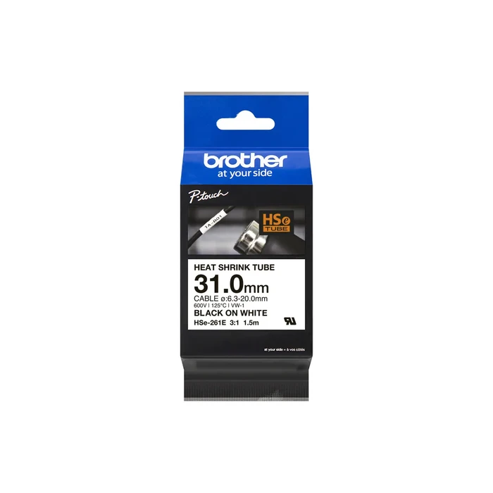 Ταινία Ετικετογράφου Brother HSe261E 31mm WHITE/BLACK