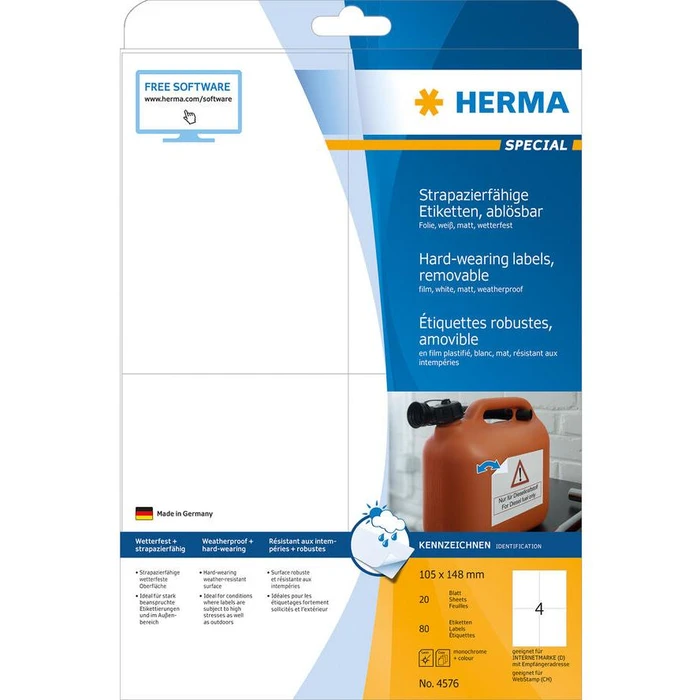 Ετικέτες Herma A4 105x148mm White removable 80St.