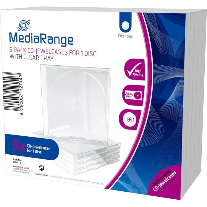 Θήκη CD/DVD MediaRange 5pcs Single clear retail