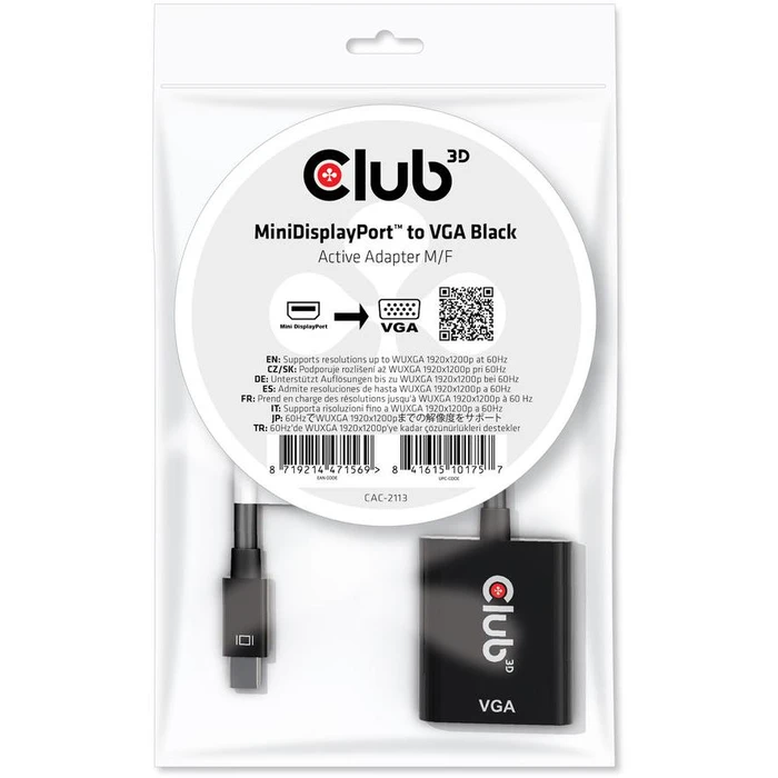 Αντάπτορας MiniDisplayport Club3D > VGA active M/F black polybag