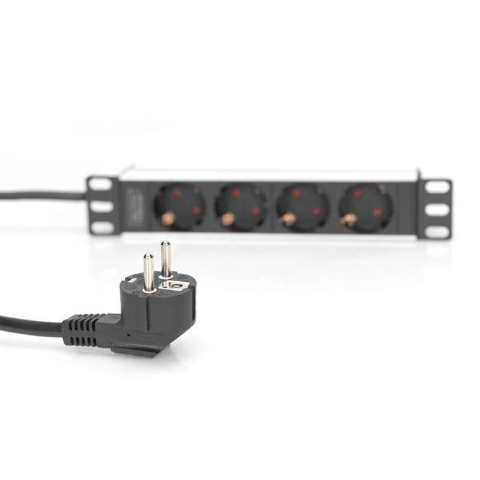 Πολύπριζο Για Καμπίνα Δικτύου Digitus 10" socket strip aluminum, 4fach protective contact