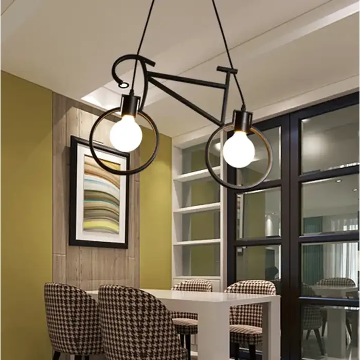 Bike Light - VenCore Hanging Double Pendant Light E27 Industrial Black - 67 x 3.5 x 41 cm