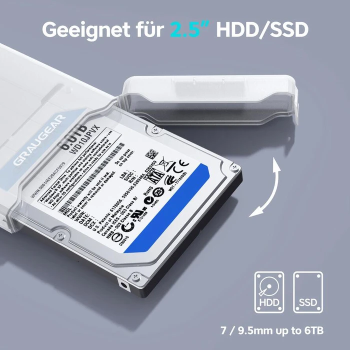 Θήκη Σκληρού Δίσκου 2,5 GrauGear HDD/SSD USB 3.2 Alu