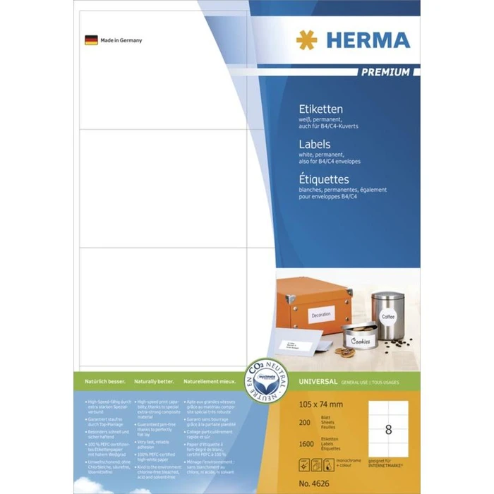 Ετικέτες Herma labels Premium A4 White 105x74 mm 1600 pcs