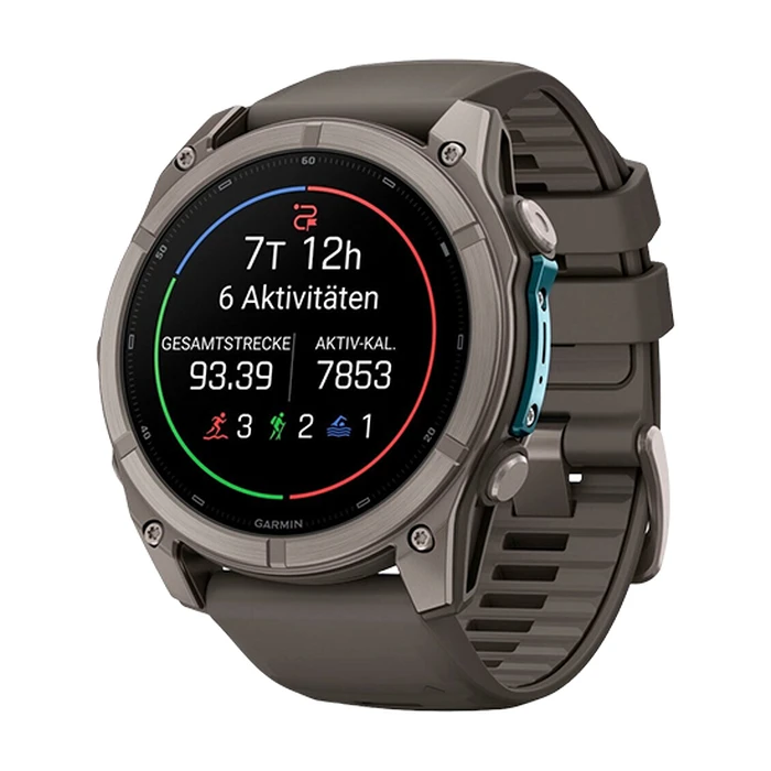 Garmin Fenix 9 Titanium 51mm Waterproof Smartwatch with Heart Rate Monitor (Pebble Grey Silicone Band)