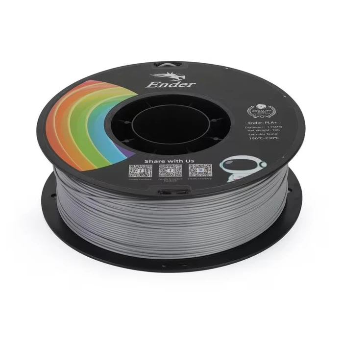 3D Printer Filament Creality EN-PLA+ Grey, Ender Tensile Str. 34MPA, Bending 77MPa, 1 kg Spool1.75