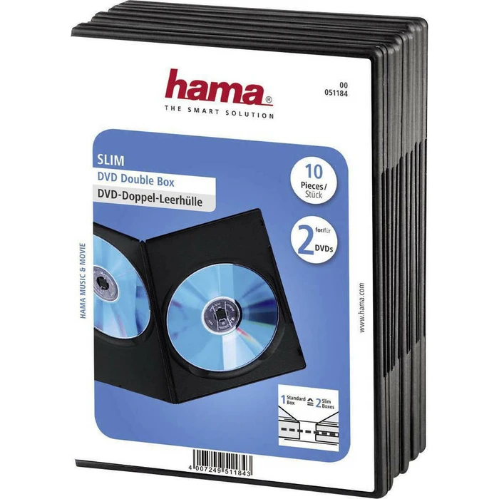 Θήκη DVD Hama Slim Double Jewel pack of 10, black 51184