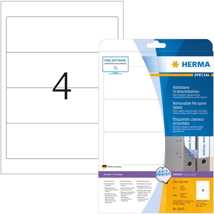 Ετικέτες Herma file labels A4 White 192x61 mm removable opaque 100 pcs.