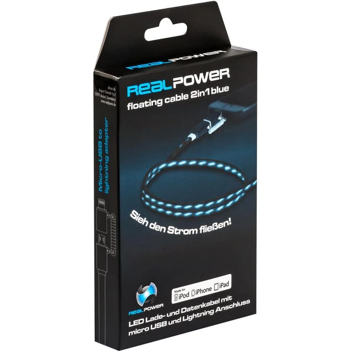 Καλώδιο RealPower Floating lightning/micro USB blue