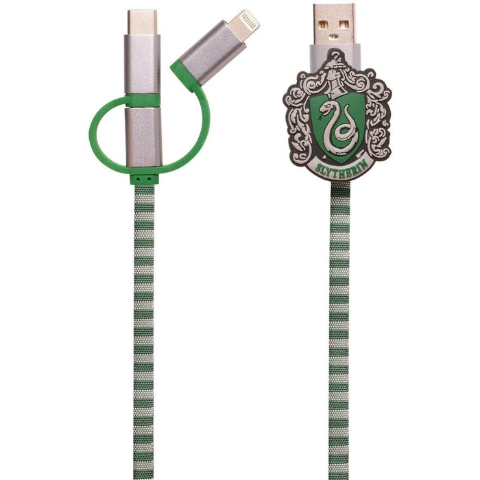 Καλώδιο ThumbsUp! Hogwarts Slytherin 3in1 Lightning/Micro/USB-C 1m