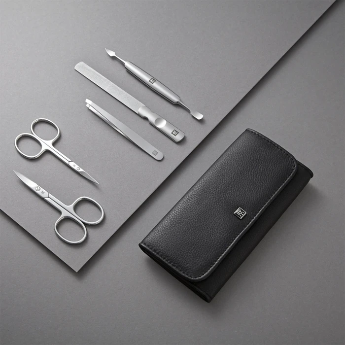 Αξεσουάρ Νυχιών Zwilling CLASSIC INOX black Push Button Leather Case, 5 pcs.