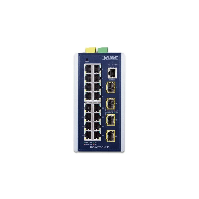 Network Switch Planet Industrial L3+ 16-Port 1000T + 4Port 1000X SFP