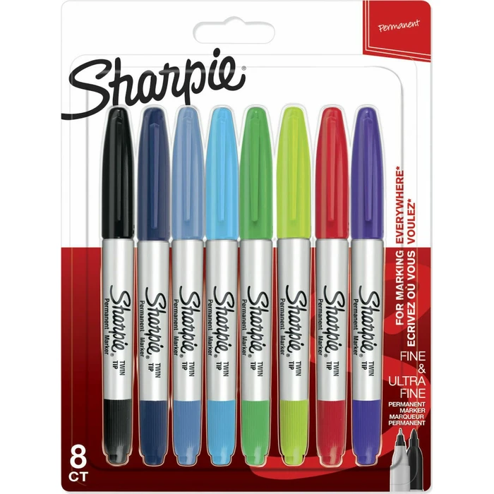 Μαρκαδόροι 1x8 Sharpie Twin Tip Permanent- marker UF + F 8 colours