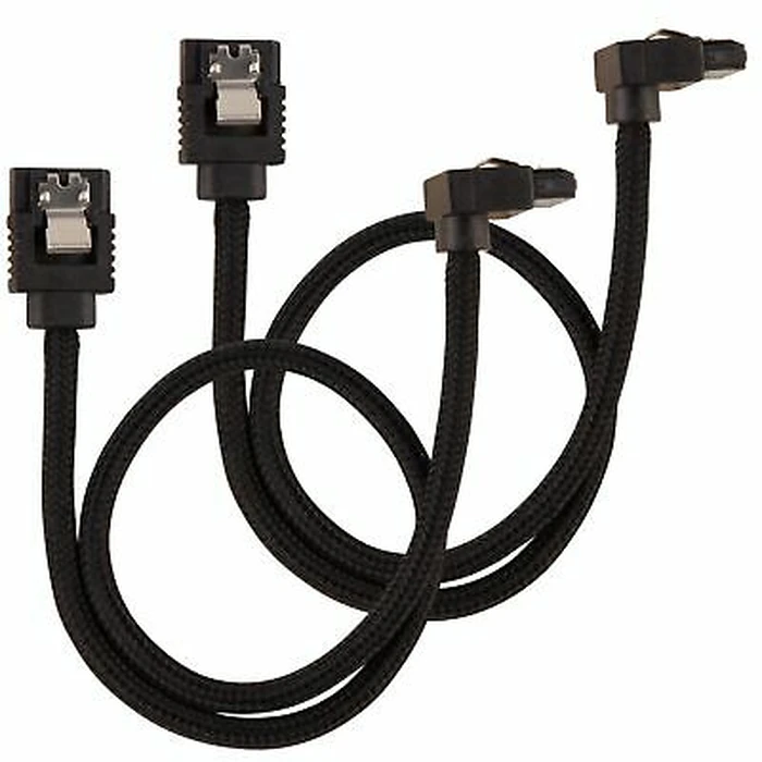 Καλώδιο Corsair Premium-Sleeved-SATA with 90°-Connector 2 Pack - Black