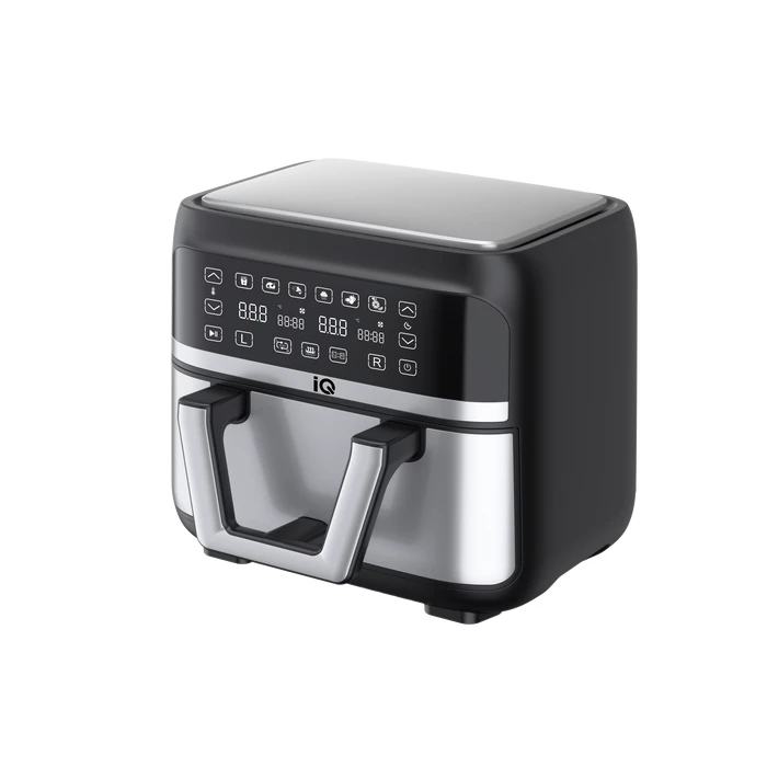 Air Fryer IQ AF-005 Air Fryer με Διπλό Αποσπώμενο Κάδο 9lt Ασημί